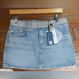 NWT LOVERS + FRIENDS REMY BLUE DENIM MINI SKIRT, SIZE 27